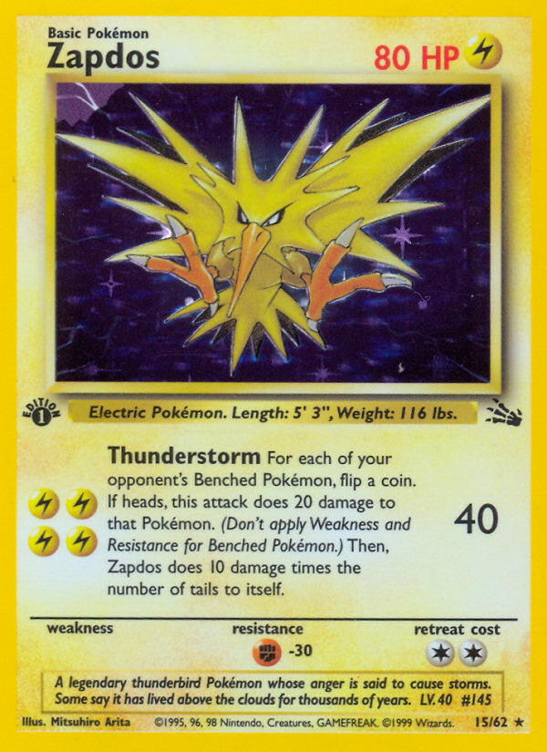 Zapdos (15/62) [Fossil 1st Edition] - Comfy Hobbies