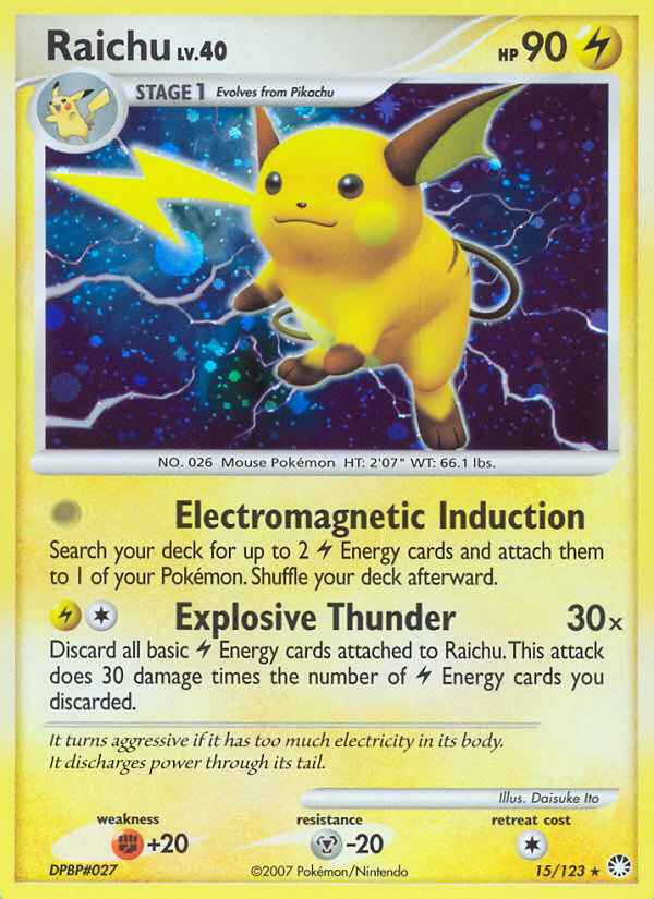 Raichu (15/123) [Diamond & Pearl: Mysterious Treasures] - Comfy Hobbies