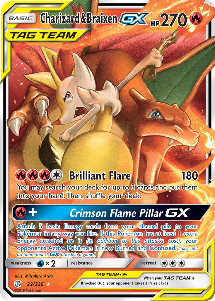 Charizard & Braixen GX (22/236) [Sun & Moon: Cosmic Eclipse] - Comfy Hobbies