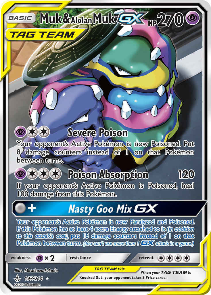 Muk & Alolan Muk GX (197/214) [Sun & Moon: Unbroken Bonds] - Comfy Hobbies