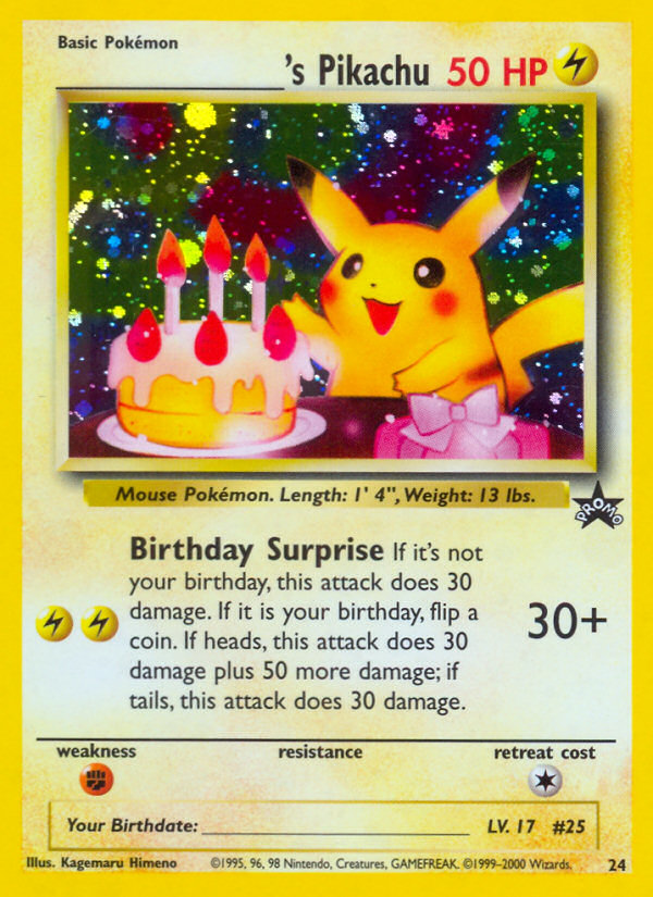 _____'s Pikachu (24) (Birthday Pikachu) [Wizards of the Coast: Black Star Promos] - Comfy Hobbies