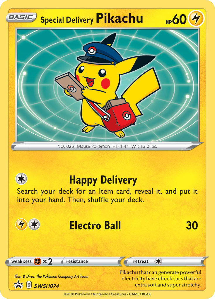 Special Delivery Pikachu (SWSH074) [Sword & Shield: Black Star Promos] - Comfy Hobbies