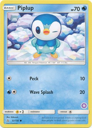Piplup (32/156) (Deck Exclusive #11) [Sun & Moon: Trainer Kit - Alolan Sandslash] - Comfy Hobbies