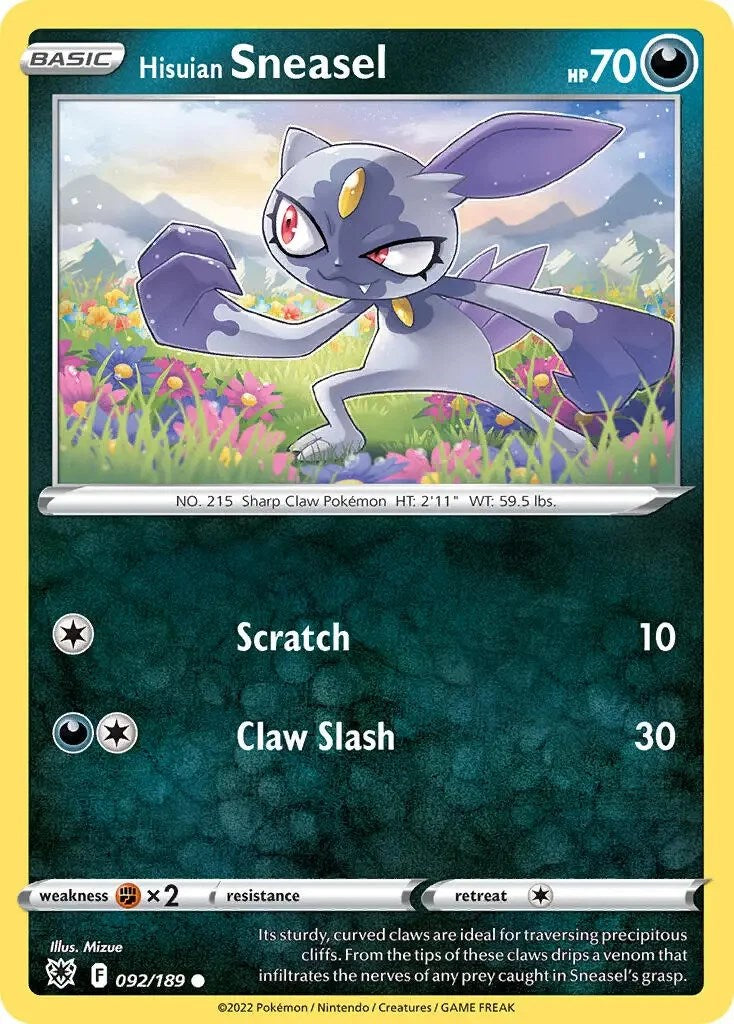 Hisuian Sneasel (092/189) (Theme Deck Exclusive) [Sword & Shield: Astral Radiance] - Comfy Hobbies