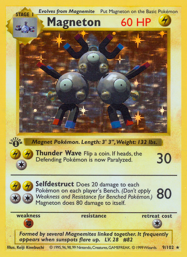 Magneton (9/102) (Shadowless) [Base Set 1st Edition] - Comfy Hobbies