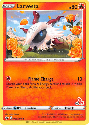 Larvesta (23/198) (Cinderace Stamp #19) [Battle Academy 2022] - Comfy Hobbies