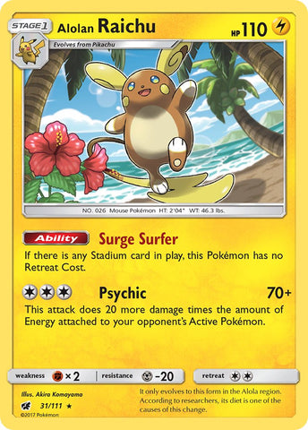 Alolan Raichu (31/111) (Theme Deck Exclusive) [Sun & Moon: Crimson Invasion] - Comfy Hobbies