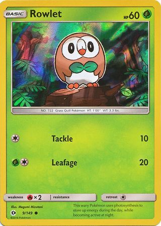 Rowlet (9/149) (Water Web Holo) [Sun & Moon: Base Set] - Comfy Hobbies