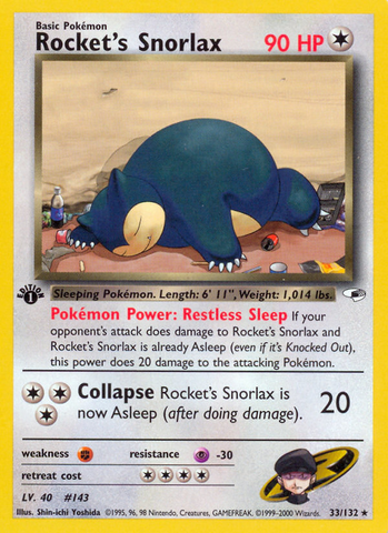 Rocket's Snorlax (33/132) [Gym Heroes 1st Edition] - Comfy Hobbies