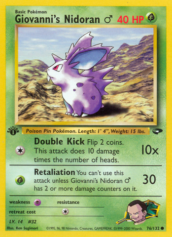 Giovanni's Nidoran (76/132) (Male) [Gym Challenge 1st Edition] - Comfy Hobbies