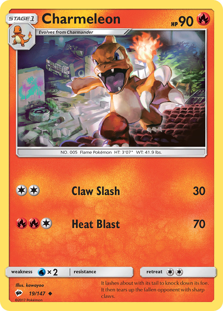 Charmeleon (19/147) [Sun & Moon: Burning Shadows] - Comfy Hobbies