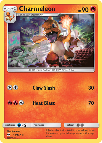 Charmeleon (19/147) [Sun & Moon: Burning Shadows] - Comfy Hobbies